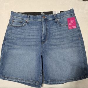 Kim Rogers Tummy Control Medium Blue Denim Bermuda Shorts Size 14